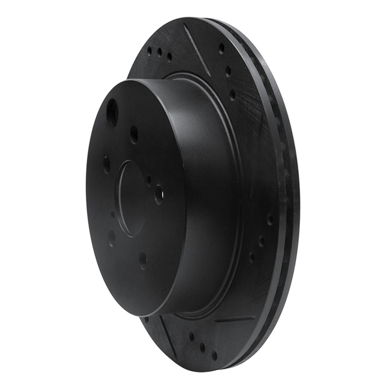 Subaru Forester Brake Rotor (1) - Rear Right - R1 Concepts - Drilled & Slotted - Black - `14-`18